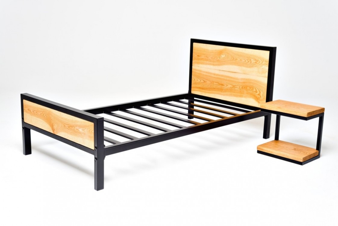 Industriální postel Fiona + noční stolek